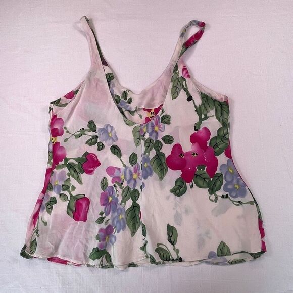 Victoria’s Secret Multicolor Silk Floral Scoop Neck Sleeveless Cami Top Large - Picture 4 of 9